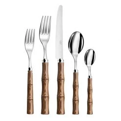 Capdeco Byblos Beechwood Stainless Steel 5-Piece Place Setting
