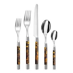 Capdeco Conty Tortoise Stainless Steel Five-Piece Place Setting