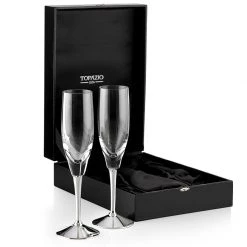 Scully & Scully Silverplated Crystal Champagne Flutes, Set Of Two