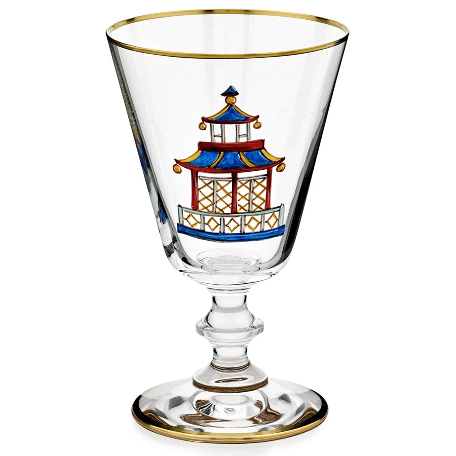 Scully & Scully Chinoiserie Gold Water Glass 4 Scully & Scully Chinoiserie Gold Water Glass - Image 2