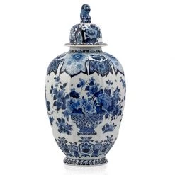 Royal Delft Blue Flower Basket Lidded Jar