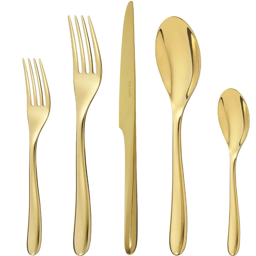 Christofle L'Ame Gold Stainless Steel 5-Piece Place Setting 3 Christofle L'Ame Gold Stainless Steel 5-Piece Place Setting