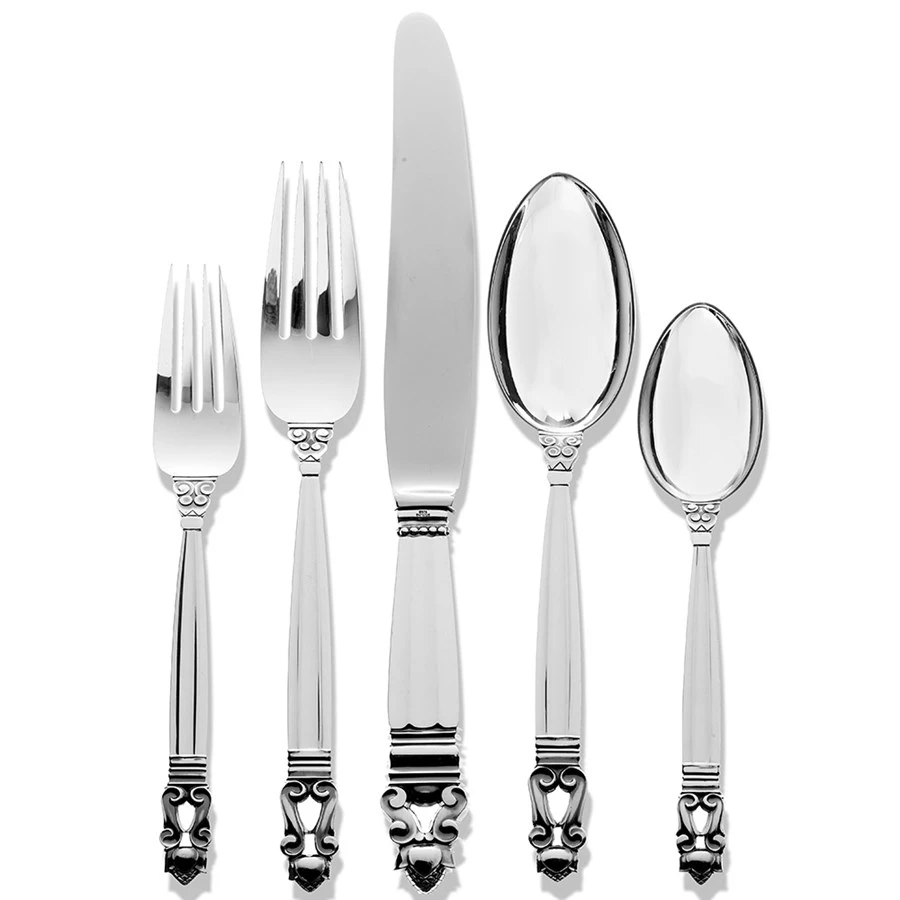 Georg Jensen Acorn Sterling Silver Flatware 8 Georg Jensen Acorn Sterling Silver Flatware - Image 6