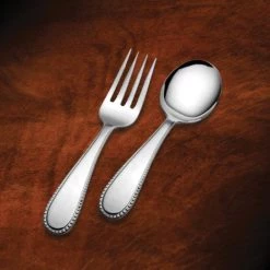 Scully & Scully Sterling Silver Beaded Baby Fork & Spoon Set