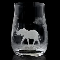 Queen Lace Crystal Bourbon Glass, African Wildlife