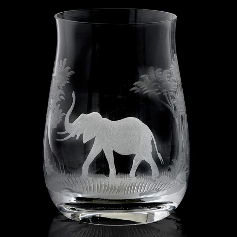 Queen Lace Crystal Bourbon Glass, African Wildlife 3 Queen Lace Crystal Bourbon Glass, African Wildlife