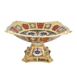 Royal Crown Derby Old Imari Solid Gold Band Dolphin Centerpiece