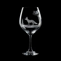 Queen Lace Crystal Vino Grande Burgundy Glass, American Wildlife