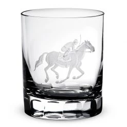 Queen Lace Crystal Old Fashioned Glasses, Racehorses