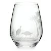 Queen Lace Crystal Stemless Wine Glass, American Wildlife