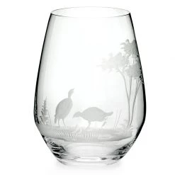 Queen Lace Crystal Stemless Wine Glass, American Wildlife