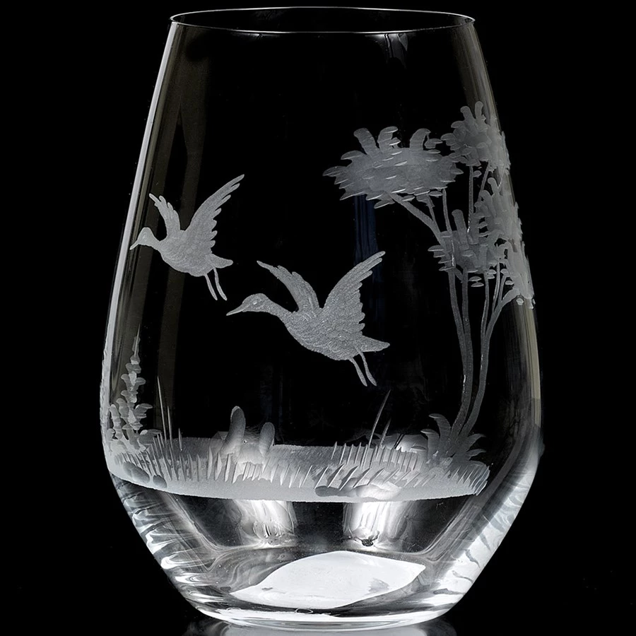 Queen Lace Crystal Stemless Wine Glass, American Wildlife 4 Queen Lace Crystal Stemless Wine Glass, American Wildlife - Image 2