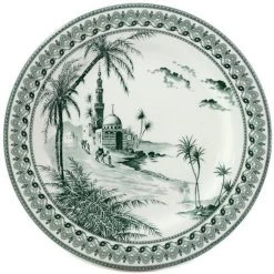 Herend Gien Les Depareillees Vue D'Orient Green Dinner Plate