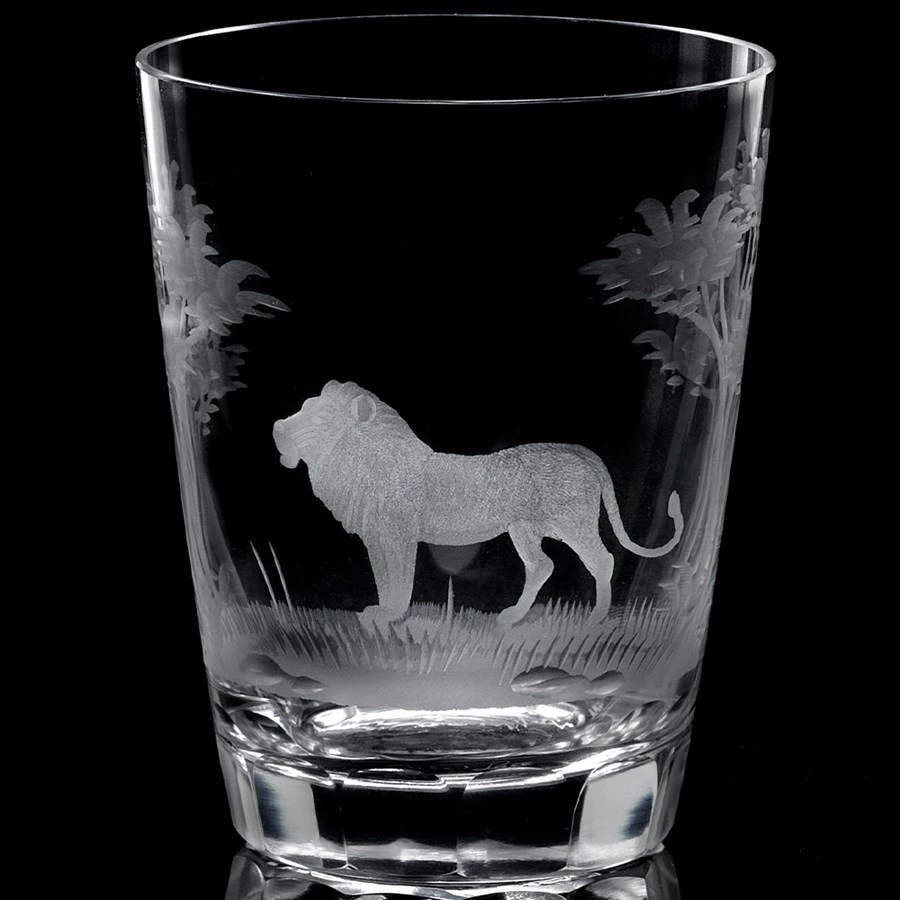 Queen Lace Crystal Slanted Double Old Fashioned, African Wildlife 4 Queen Lace Crystal Slanted Double Old Fashioned, African Wildlife - Image 2