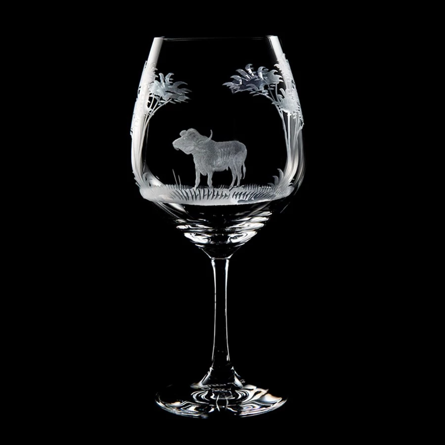 Queen Lace Crystal Vino Grande Burgundy Glass, African Wildlife 5 Queen Lace Crystal Vino Grande Burgundy Glass, African Wildlife - Image 3