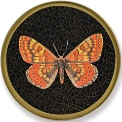 Scully & Scully Butterfly Black Round Glass Coasters -Tabletop Shop unnamed file 2188
