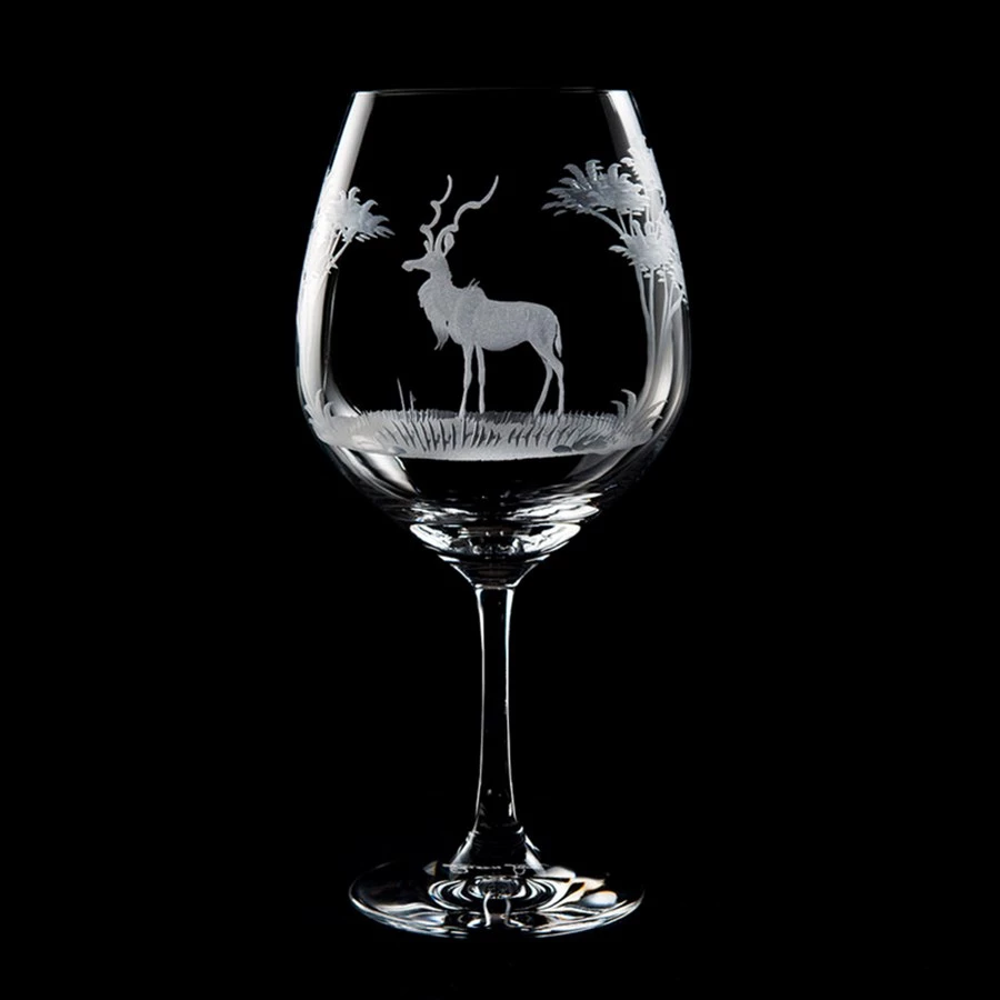 Queen Lace Crystal Vino Grande Burgundy Glass, African Wildlife 8 Queen Lace Crystal Vino Grande Burgundy Glass, African Wildlife - Image 6