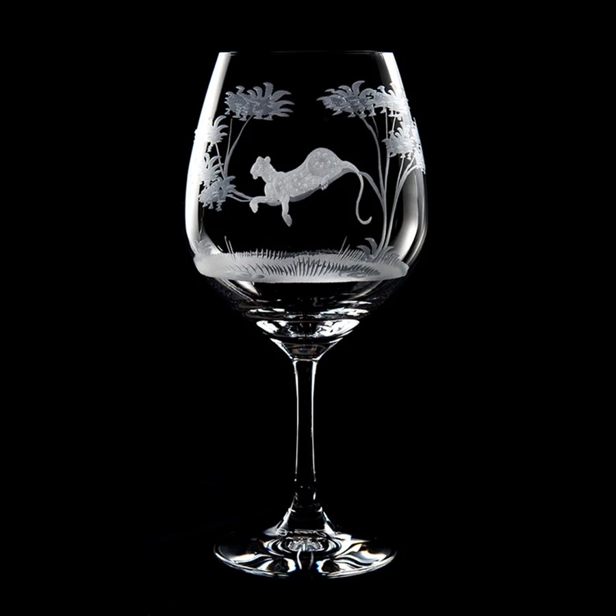 Queen Lace Crystal Vino Grande Burgundy Glass, African Wildlife 9 Queen Lace Crystal Vino Grande Burgundy Glass, African Wildlife - Image 7