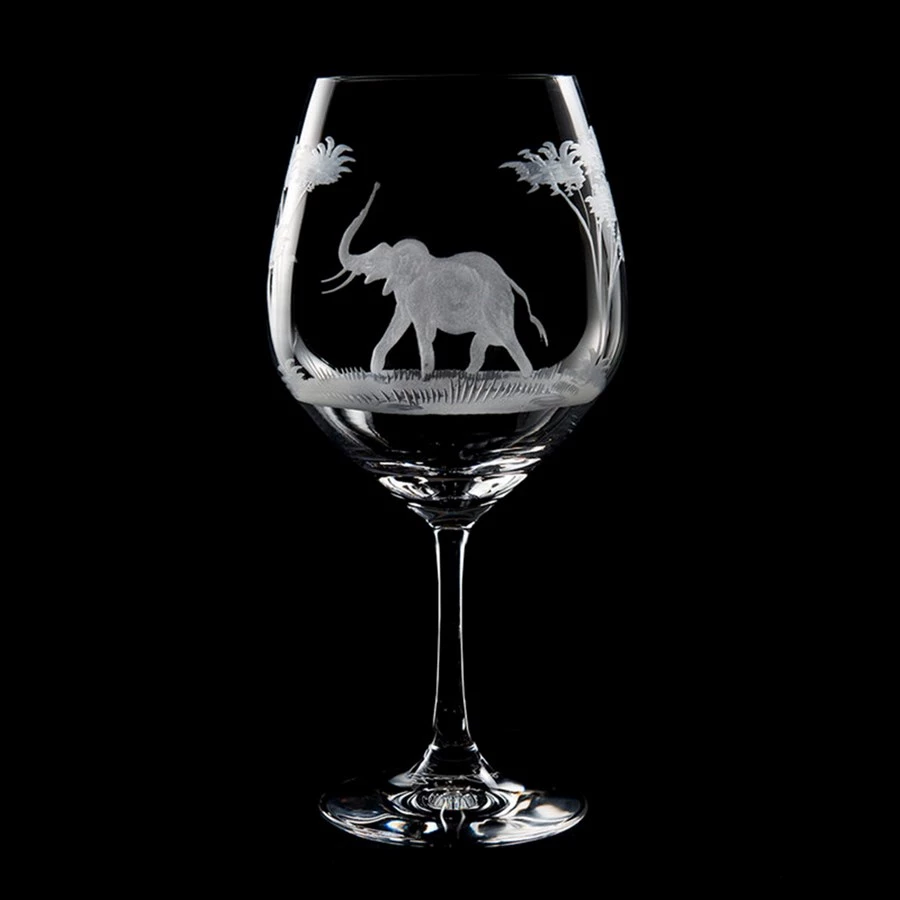 Queen Lace Crystal Vino Grande Burgundy Glass, African Wildlife 10 Queen Lace Crystal Vino Grande Burgundy Glass, African Wildlife - Image 8