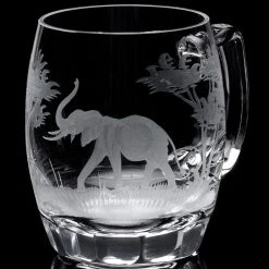 Queen Lace Crystal Beer Mug, African Wildlife