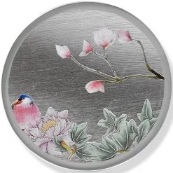 Scully & Scully Silver Japanese Blossoms Round Glass Coasters -Tabletop Shop unnamed file 2275