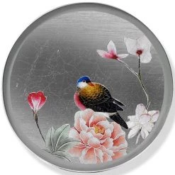 Scully & Scully Silver Japanese Blossoms Round Glass Coasters -Tabletop Shop unnamed file 2279