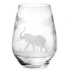 Queen Lace Crystal Stemless Wine Glass, African Wildlife -Tabletop Shop unnamed file 2330