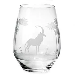 Queen Lace Crystal Stemless Wine Glass, African Wildlife -Tabletop Shop unnamed file 2336