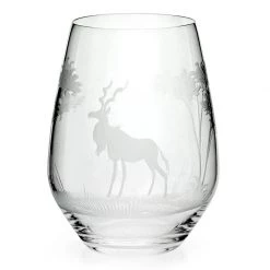 Queen Lace Crystal Stemless Wine Glass, African Wildlife -Tabletop Shop unnamed file 2337