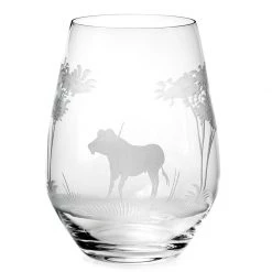 Queen Lace Crystal Stemless Wine Glass, African Wildlife -Tabletop Shop unnamed file 2338