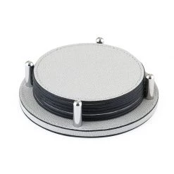 Scully & Scully David Round Leather Coasters, Set Of 6 -Tabletop Shop unnamed file 2359