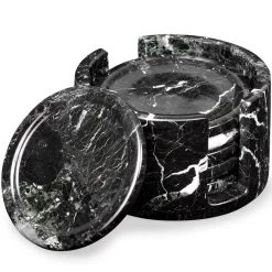 Scully & Scully Dionysus Black Zebra Marble Coasters, Set Of 6