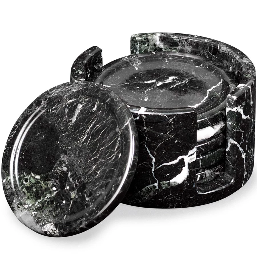 Scully & Scully Dionysus Black Zebra Marble Coasters, Set Of 6 3 Scully & Scully Dionysus Black Zebra Marble Coasters, Set Of 6