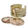 Scully & Scully Dionysus Whirl Green Onyx Coasters, Set Of 6