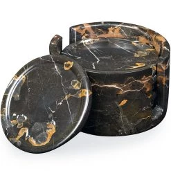 Scully & Scully Dionysus Black & Gold Marble Coasters, Set Of 6