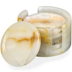 Scully & Scully Dionysus Light Green Onyx Coasters, Set Of 6