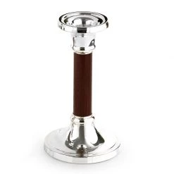 Scully & Scully Sterling Silver & Mahogany Candlesticks