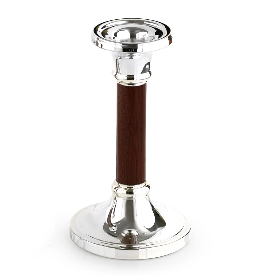 Scully & Scully Sterling Silver & Mahogany Candlesticks 3 Scully & Scully Sterling Silver & Mahogany Candlesticks