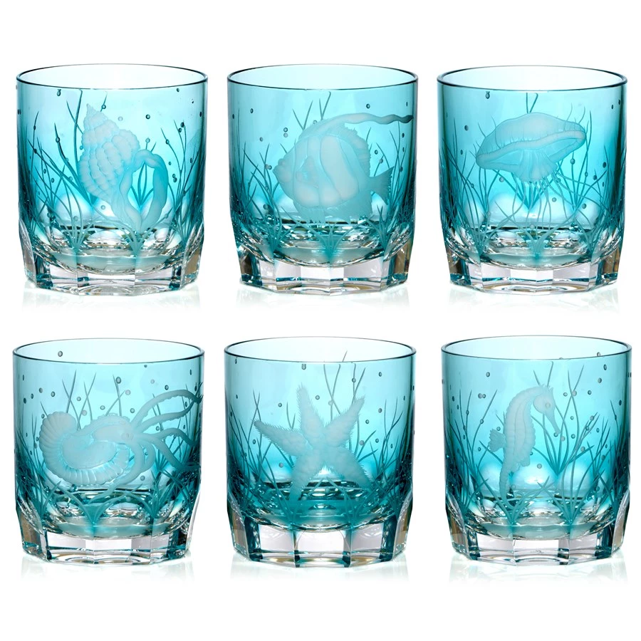 Scully & Scully Varga Double Old Fashioneds, Turquoise Pacifica 3 Scully & Scully Varga Double Old Fashioneds, Turquoise Pacifica