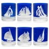 Scully & Scully Artel Golden Age Of Yachting Ink Blue Double Old Fashioned, Set Of 6