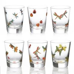 Scully & Scully Artel Painted Fly Fusion Single Old Fashioned Set Of 6