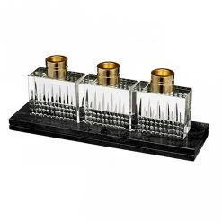 Waterford Lismore Short Stories Candlesticks, Set Of 3 With Marble Base