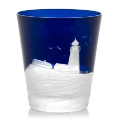 Scully & Scully Artel Golden Age Of Yachting Lighthouse Ink Blue Ice Bucket