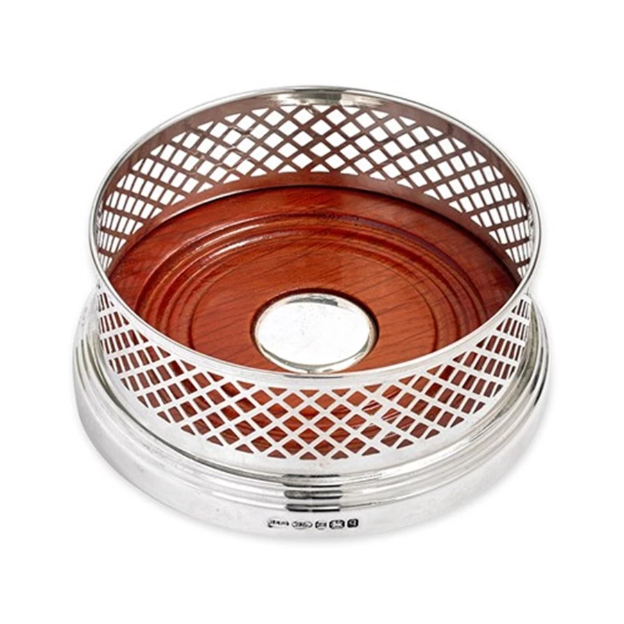 Scully & Scully Sterling Silver Basket Wine Coasters 3 Scully & Scully Sterling Silver Basket Wine Coasters