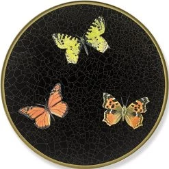 Scully & Scully Butterfly Black Round Glass Placemats