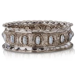 Buccellati Fesonata Sterling Silver Centerpiece Bowl With Nacre Pearls
