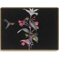 Scully & Scully Black Hummingbird Large Glass Placemats