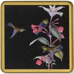 Scully & Scully Black Hummingbird Glass Coasters