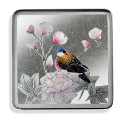 Scully & Scully Silver Japanese Blossoms Rectangular Glass Placemats & Coasters
