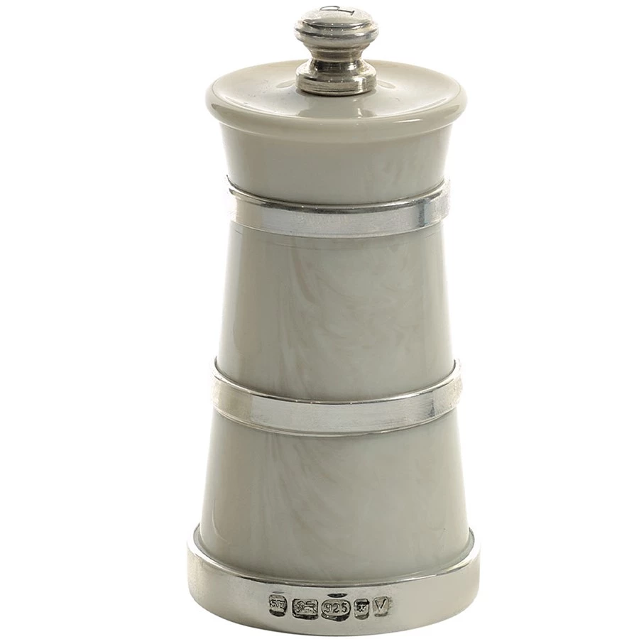 Scully & Scully Sterling Silver-Banded Ivorine Salt & Pepper Mills 4 Scully & Scully Sterling Silver-Banded Ivorine Salt & Pepper Mills - Image 2